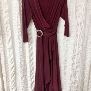 Calvin Klein Maroon Long Sleeve Dress